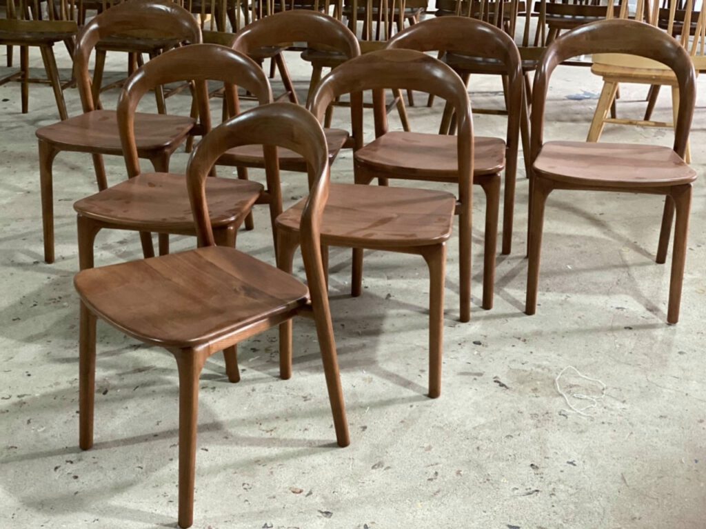 Wooden chairs form a factory in Vietnam