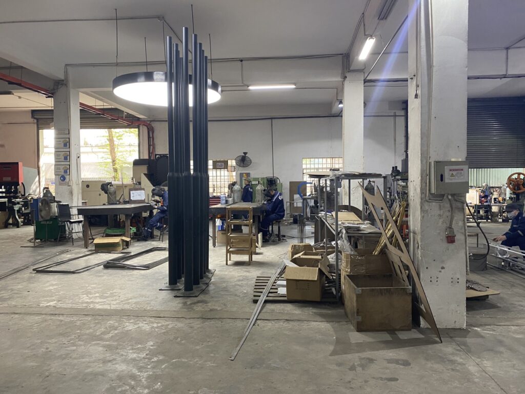 metal segment at lighting factory in Vietnam